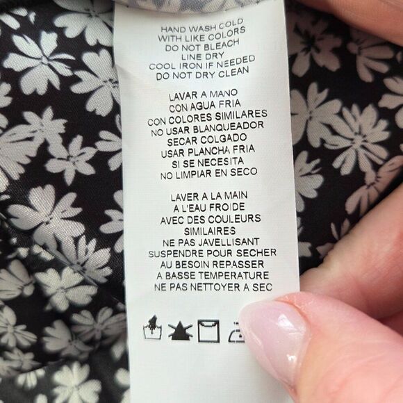 Bebe Black White Ditzy Floral Midi Slip Dress Size L Stretch Satin NEW Cowl Neck - Picture 10 of 10